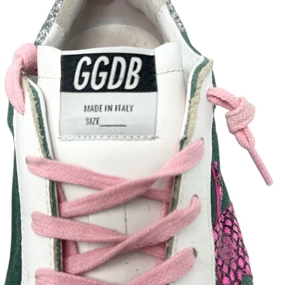 Golden Goose Superstar Leather Suede Sneakers Green White Pink Size 40 - Picture 5 of 12